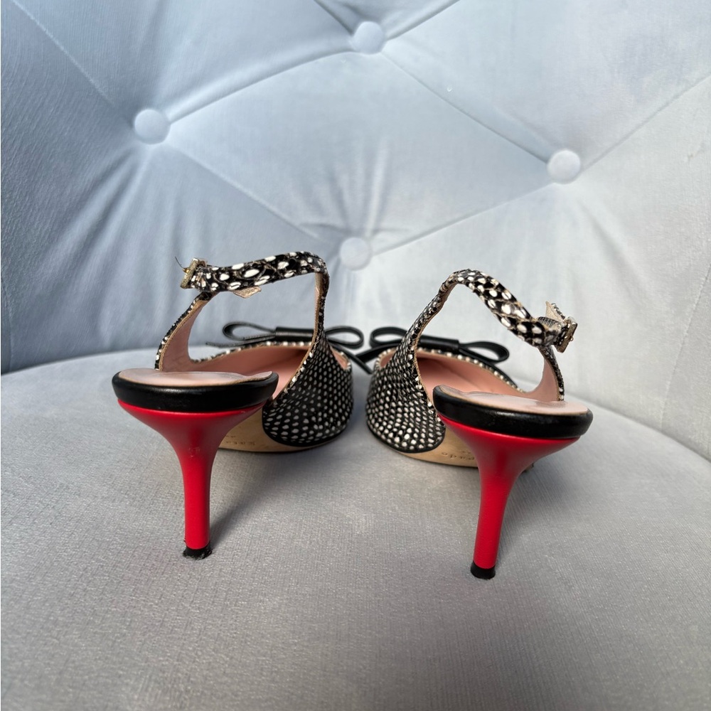 kate spade Black and White Polka Dot Bow Slingback Heels - Picture 7 of 10